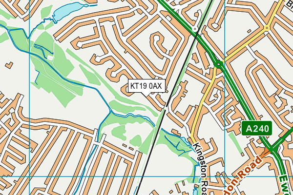 KT19 0AX map - OS VectorMap District (Ordnance Survey)
