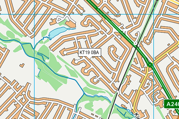 KT19 0BA map - OS VectorMap District (Ordnance Survey)