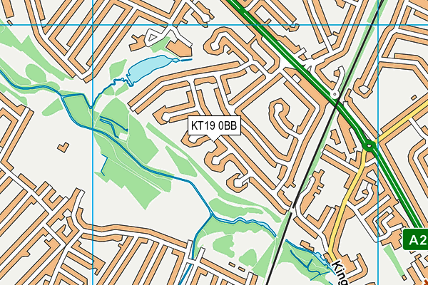 KT19 0BB map - OS VectorMap District (Ordnance Survey)