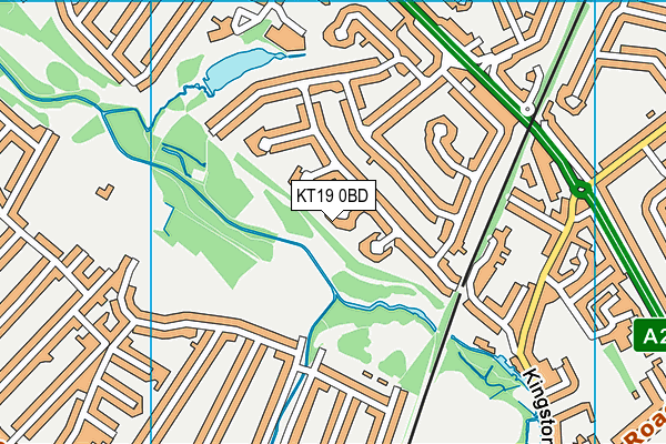 KT19 0BD map - OS VectorMap District (Ordnance Survey)