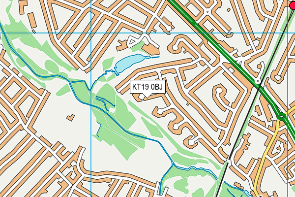 KT19 0BJ map - OS VectorMap District (Ordnance Survey)