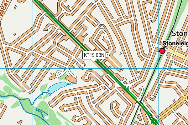 KT19 0BN map - OS VectorMap District (Ordnance Survey)