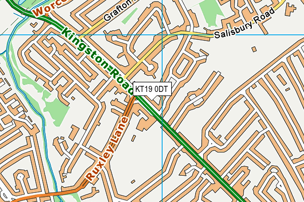KT19 0DT map - OS VectorMap District (Ordnance Survey)