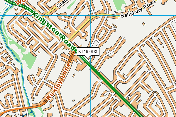 KT19 0DX map - OS VectorMap District (Ordnance Survey)