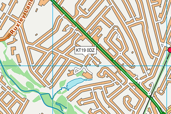 KT19 0DZ map - OS VectorMap District (Ordnance Survey)