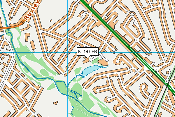 KT19 0EB map - OS VectorMap District (Ordnance Survey)