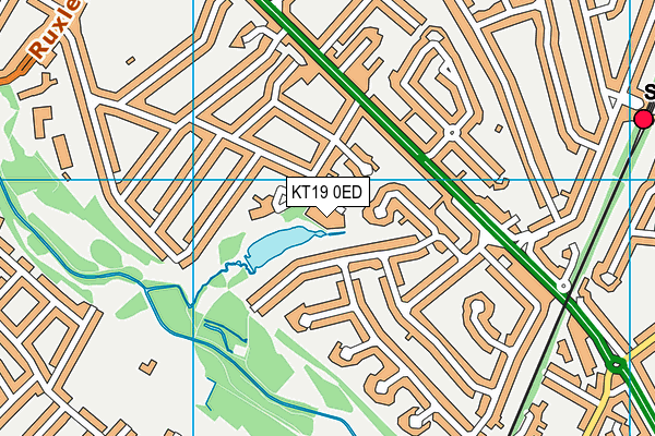 KT19 0ED map - OS VectorMap District (Ordnance Survey)