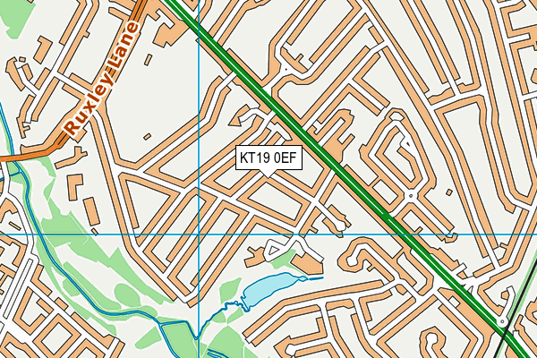 KT19 0EF map - OS VectorMap District (Ordnance Survey)