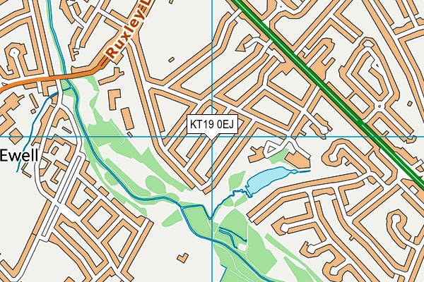 KT19 0EJ map - OS VectorMap District (Ordnance Survey)