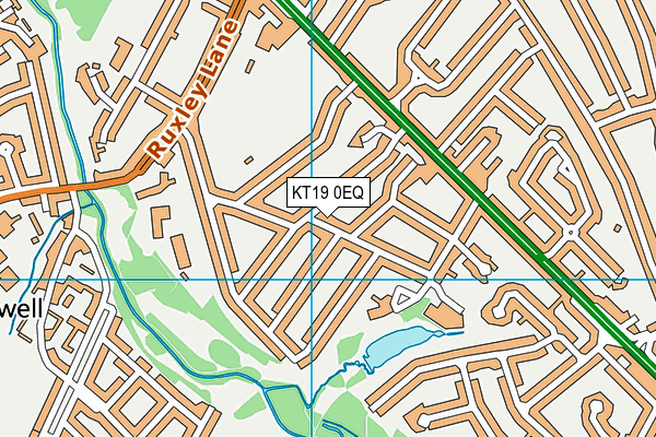 KT19 0EQ map - OS VectorMap District (Ordnance Survey)