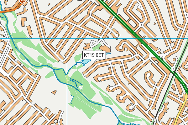 KT19 0ET map - OS VectorMap District (Ordnance Survey)