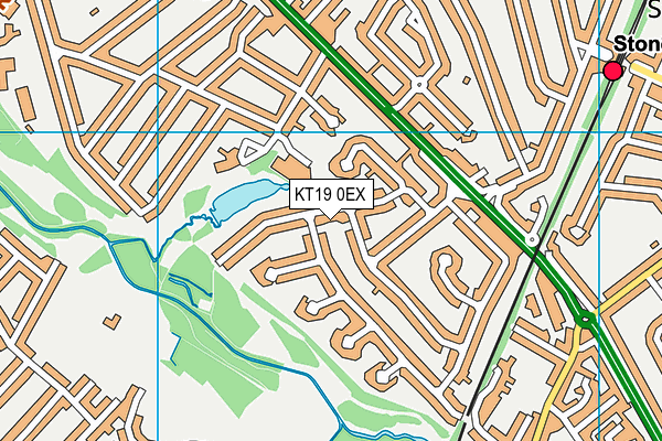 KT19 0EX map - OS VectorMap District (Ordnance Survey)