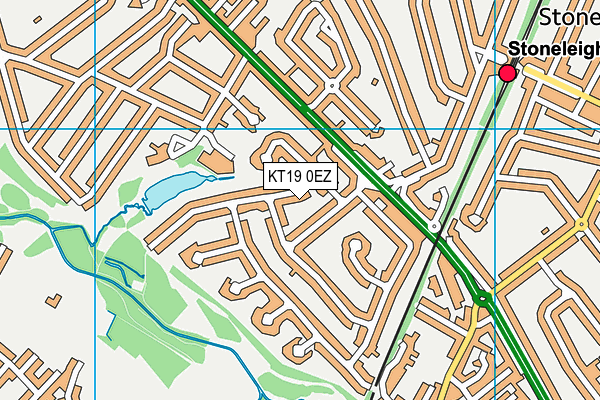 KT19 0EZ map - OS VectorMap District (Ordnance Survey)