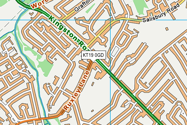 KT19 0GD map - OS VectorMap District (Ordnance Survey)