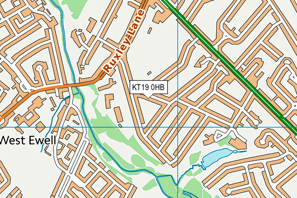 KT19 0HB map - OS VectorMap District (Ordnance Survey)