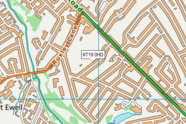 KT19 0HD map - OS VectorMap District (Ordnance Survey)