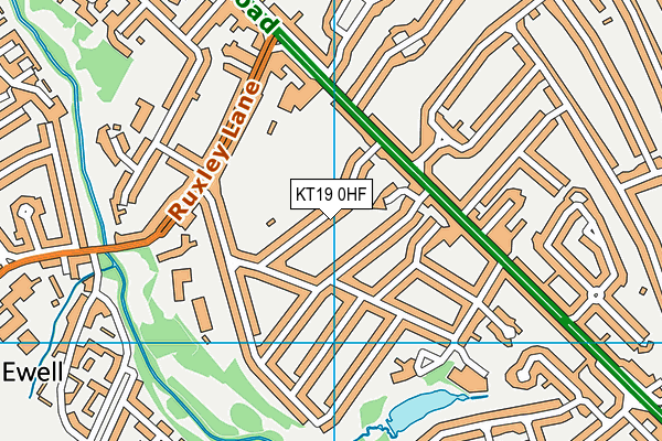 KT19 0HF map - OS VectorMap District (Ordnance Survey)