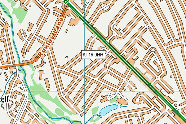 KT19 0HH map - OS VectorMap District (Ordnance Survey)
