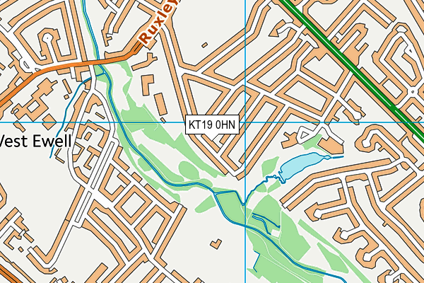 KT19 0HN map - OS VectorMap District (Ordnance Survey)