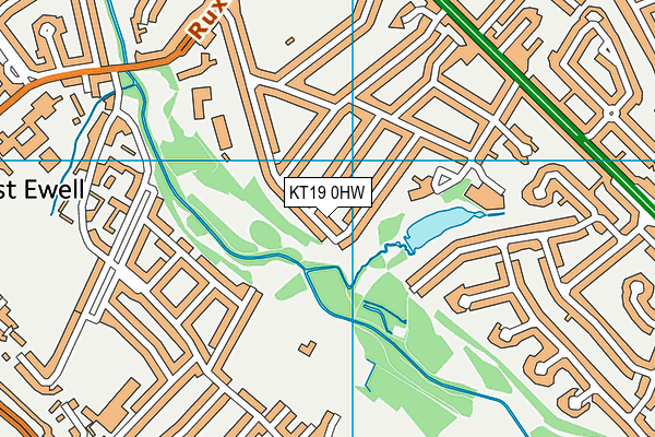 KT19 0HW map - OS VectorMap District (Ordnance Survey)