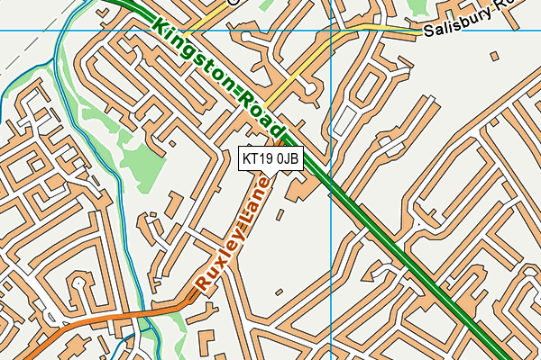 Old Haileyburian Rfc map (KT19 0JB) - OS VectorMap District (Ordnance Survey)