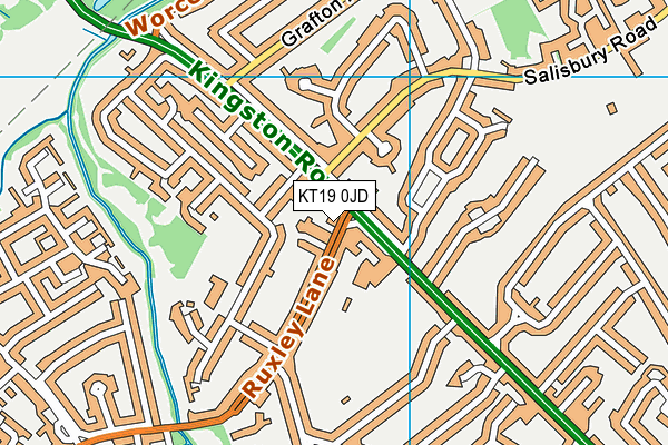 KT19 0JD map - OS VectorMap District (Ordnance Survey)