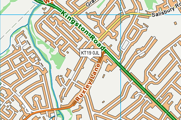 KT19 0JL map - OS VectorMap District (Ordnance Survey)
