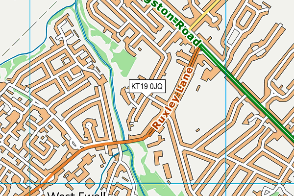 KT19 0JQ map - OS VectorMap District (Ordnance Survey)