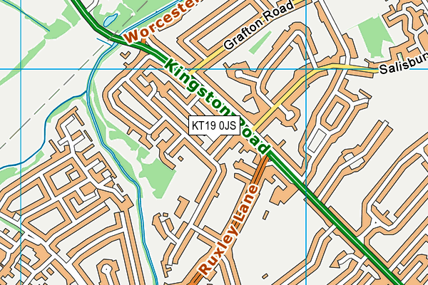 KT19 0JS map - OS VectorMap District (Ordnance Survey)