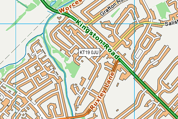 KT19 0JU map - OS VectorMap District (Ordnance Survey)