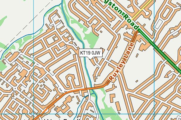 KT19 0JW map - OS VectorMap District (Ordnance Survey)