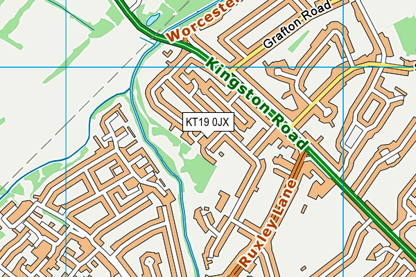 KT19 0JX map - OS VectorMap District (Ordnance Survey)