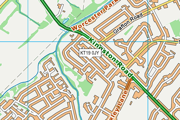 KT19 0JY map - OS VectorMap District (Ordnance Survey)