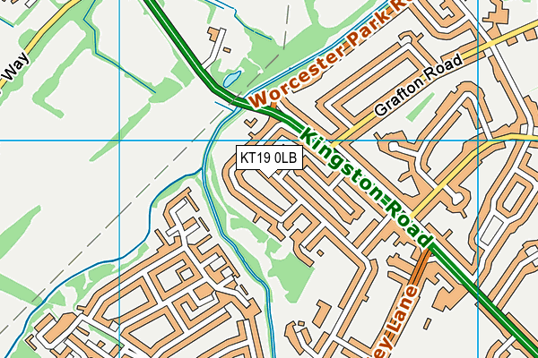 KT19 0LB map - OS VectorMap District (Ordnance Survey)