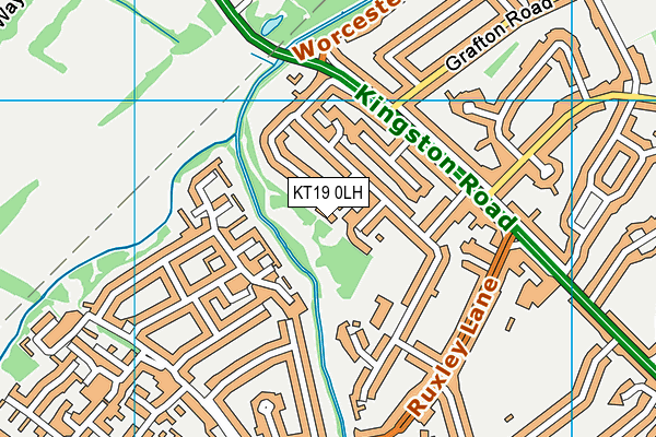 KT19 0LH map - OS VectorMap District (Ordnance Survey)