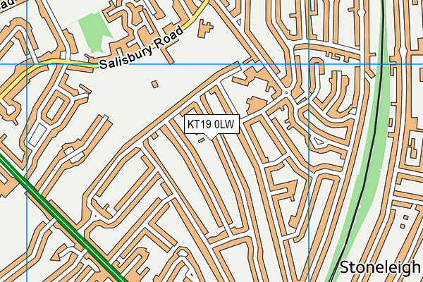 KT19 0LW map - OS VectorMap District (Ordnance Survey)