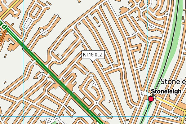 KT19 0LZ map - OS VectorMap District (Ordnance Survey)