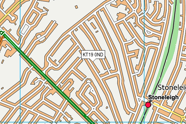KT19 0ND map - OS VectorMap District (Ordnance Survey)