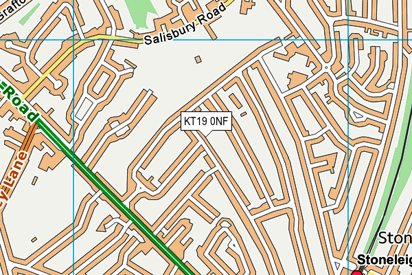 KT19 0NF map - OS VectorMap District (Ordnance Survey)