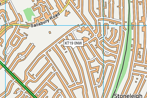 KT19 0NW map - OS VectorMap District (Ordnance Survey)
