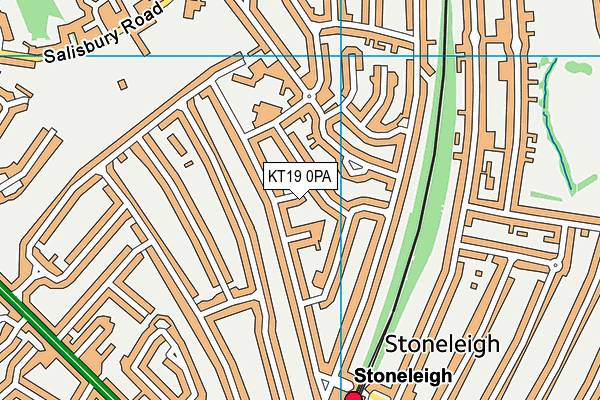 KT19 0PA map - OS VectorMap District (Ordnance Survey)
