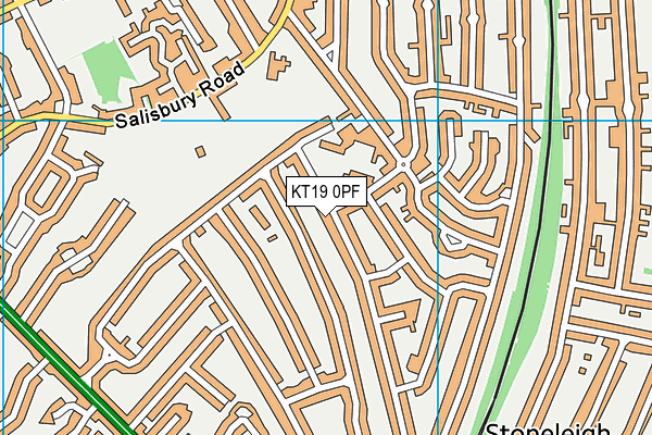 KT19 0PF map - OS VectorMap District (Ordnance Survey)