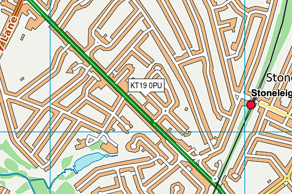 KT19 0PU map - OS VectorMap District (Ordnance Survey)