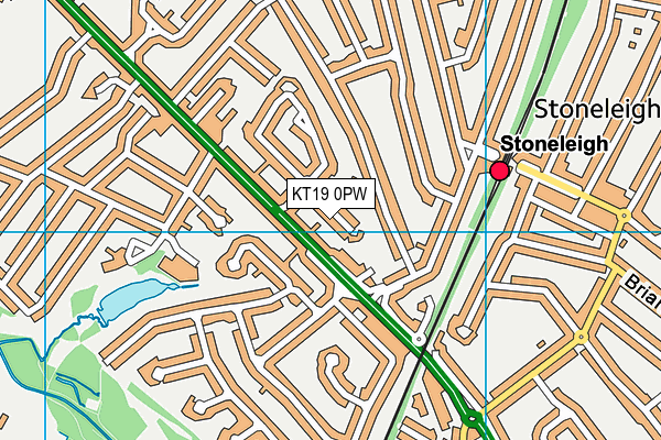 KT19 0PW map - OS VectorMap District (Ordnance Survey)