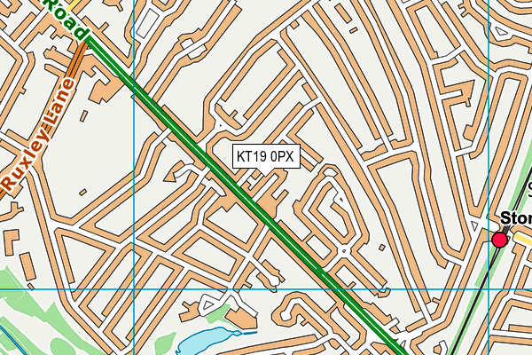 KT19 0PX map - OS VectorMap District (Ordnance Survey)