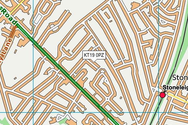 KT19 0PZ map - OS VectorMap District (Ordnance Survey)