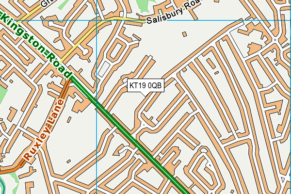 KT19 0QB map - OS VectorMap District (Ordnance Survey)