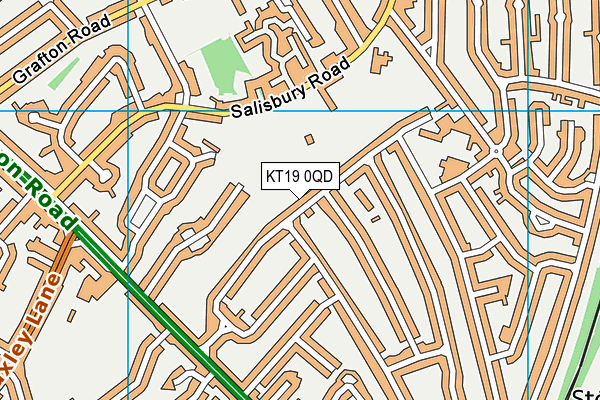 KT19 0QD map - OS VectorMap District (Ordnance Survey)