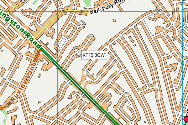 KT19 0QW map - OS VectorMap District (Ordnance Survey)