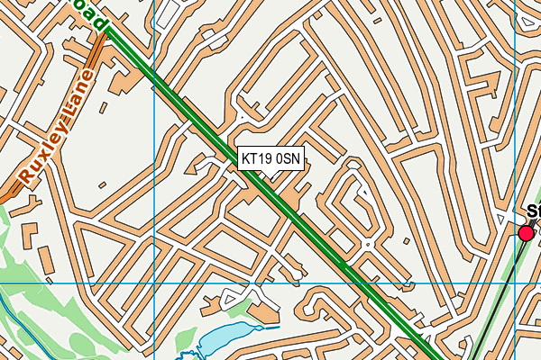 KT19 0SN map - OS VectorMap District (Ordnance Survey)